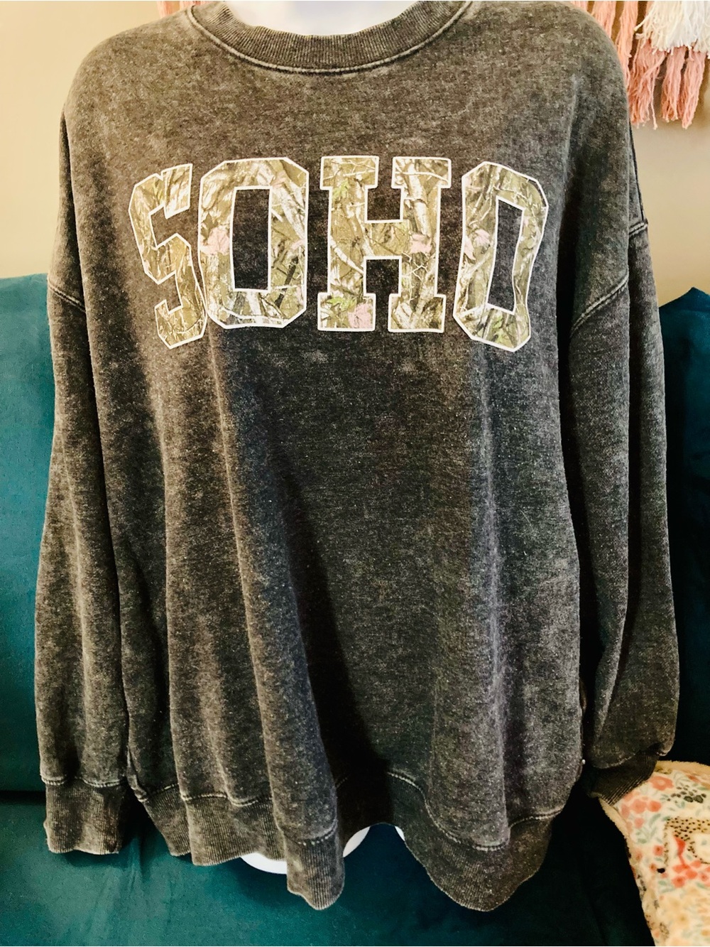 Rebellious One SOHO Black Vintage-Wash Sweatshirt